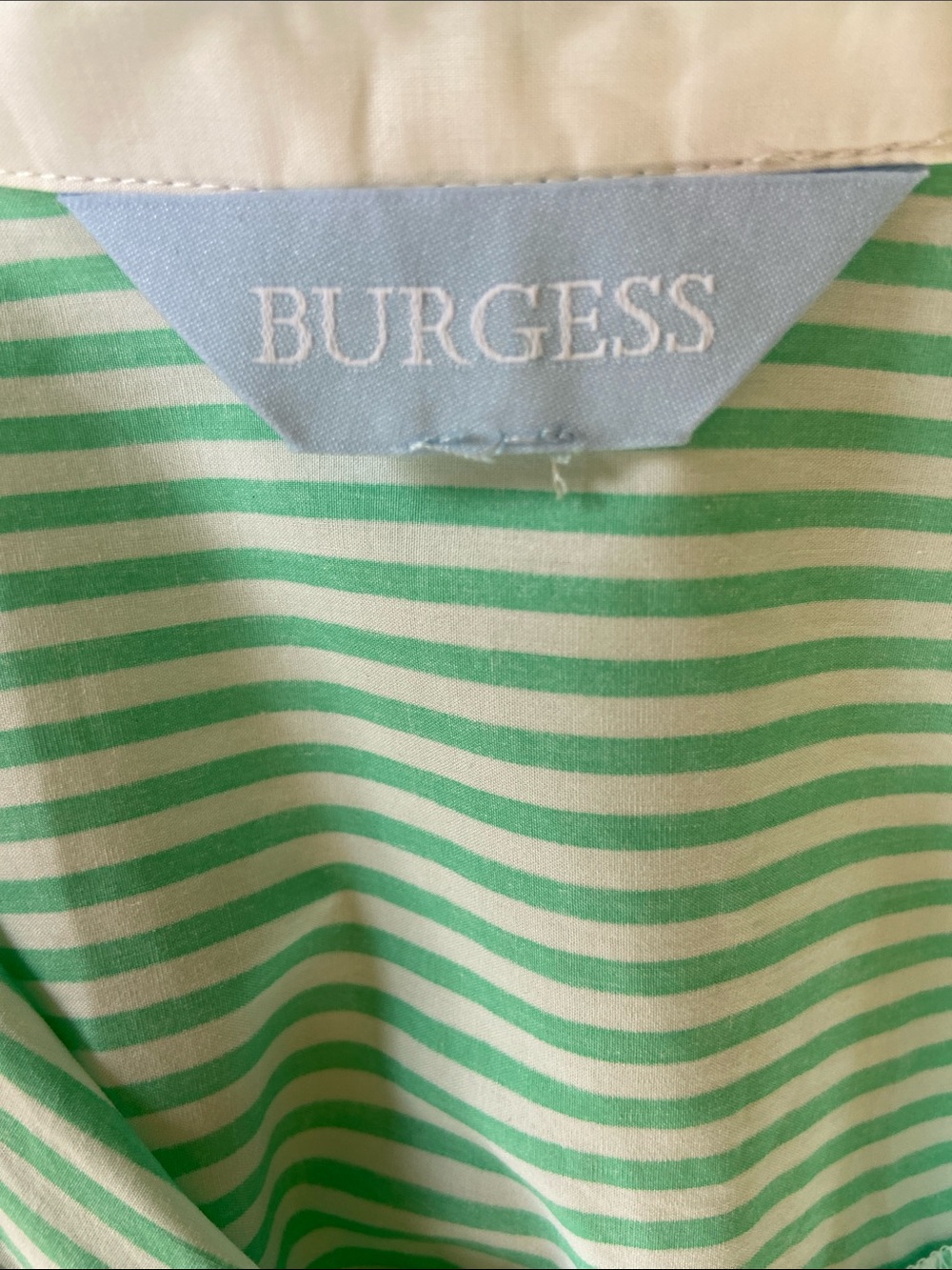 The Burgess Collection “The Striped Oxford Dress” Green & White Size X Small - Picture 10 of 12